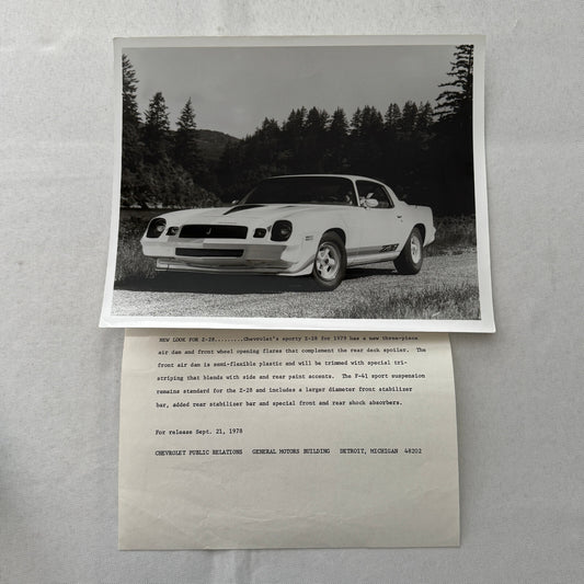 1979 Chevrolet Camaro Z28 Factory Press Publicity Photo Photograph Chevy
