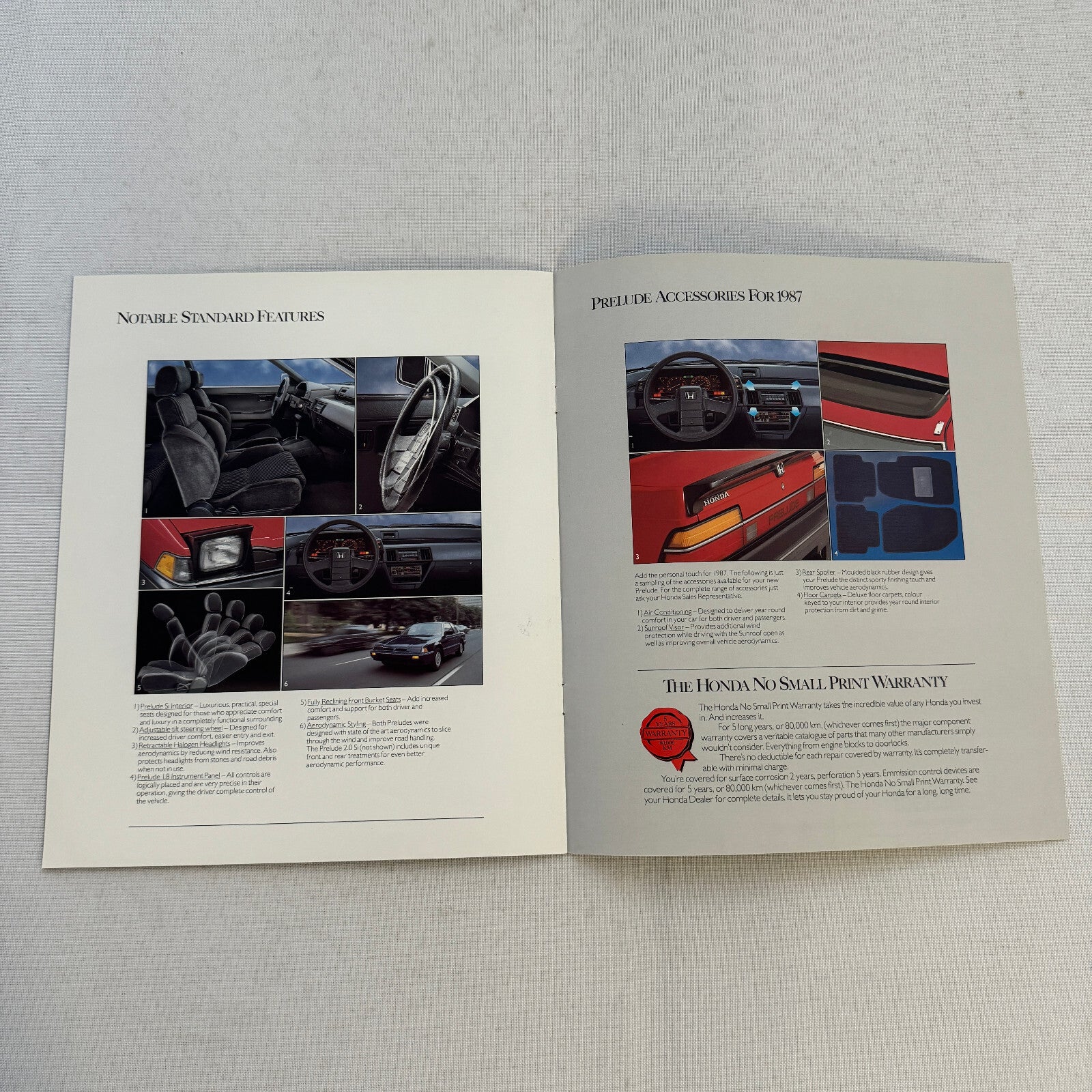 1987 Honda Prelude Car Sales Brochure Catalog Advertising