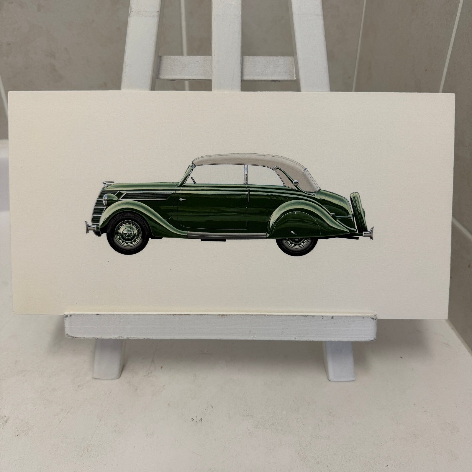 1938 Ford V8 Type 48 Cabriolet Car Illustration Art Drawing Hand Drawn