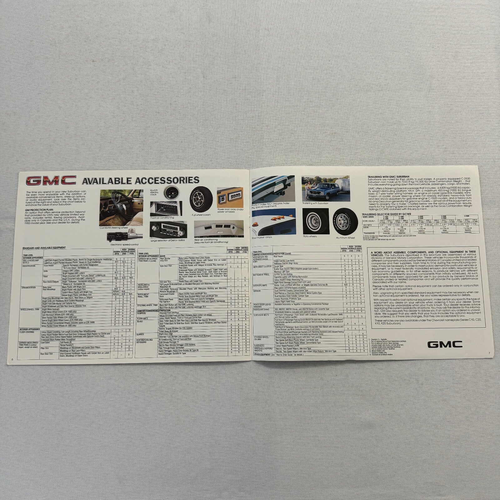 1985 GMC Suburban Truck Sales Brochure Catalog Advertising Vintage