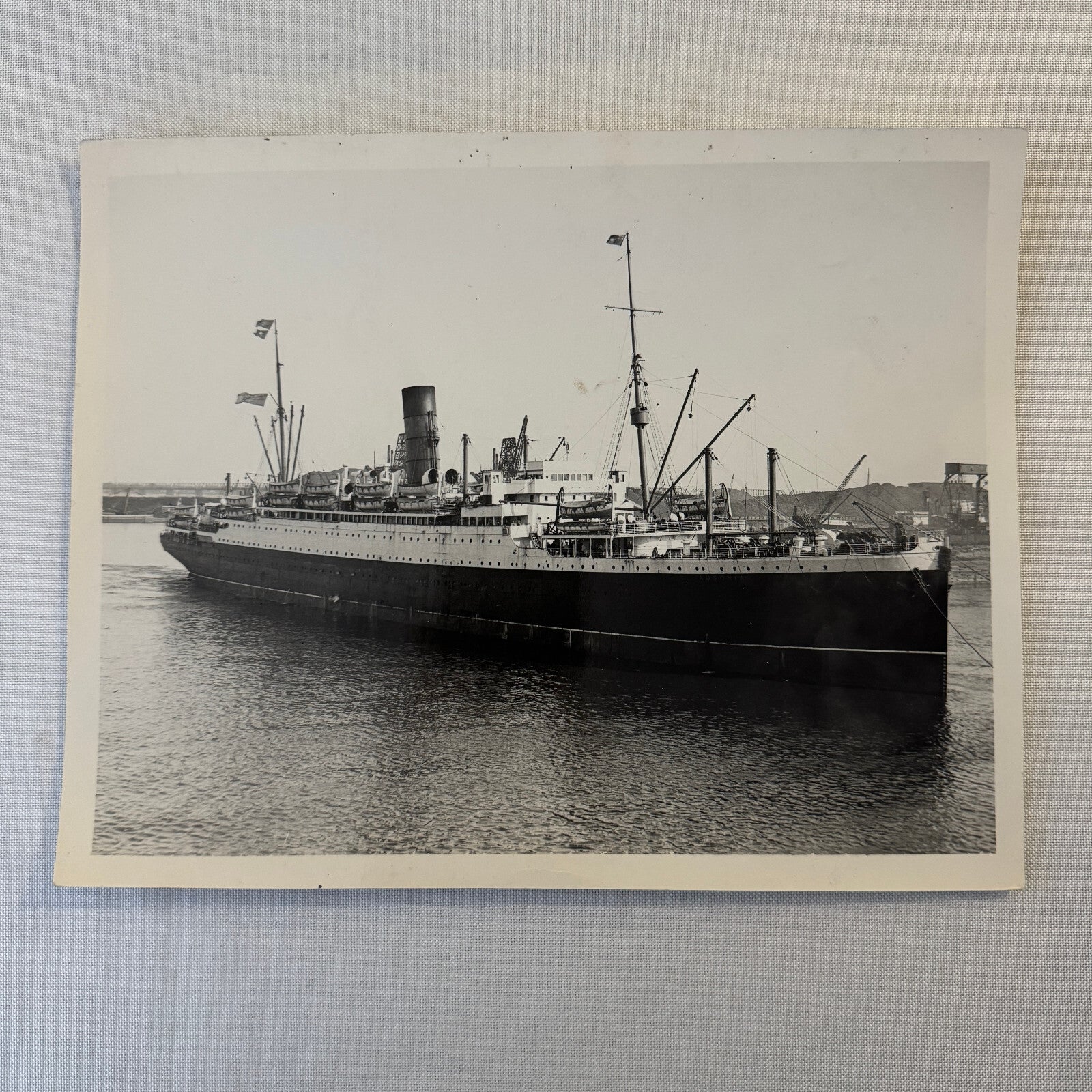 Vintage Ship Boat Photo Photograph Print Cunard White Star Line SS Ausonia