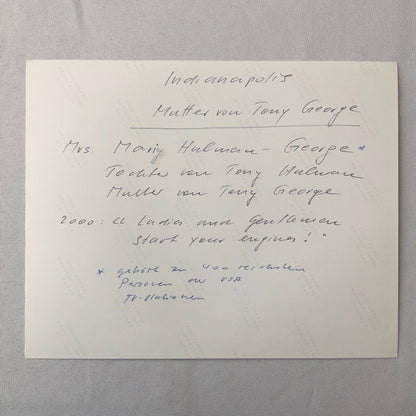 Vintage Indy Indianapolis Racing Photo Photograph Mary Hulman George 2000