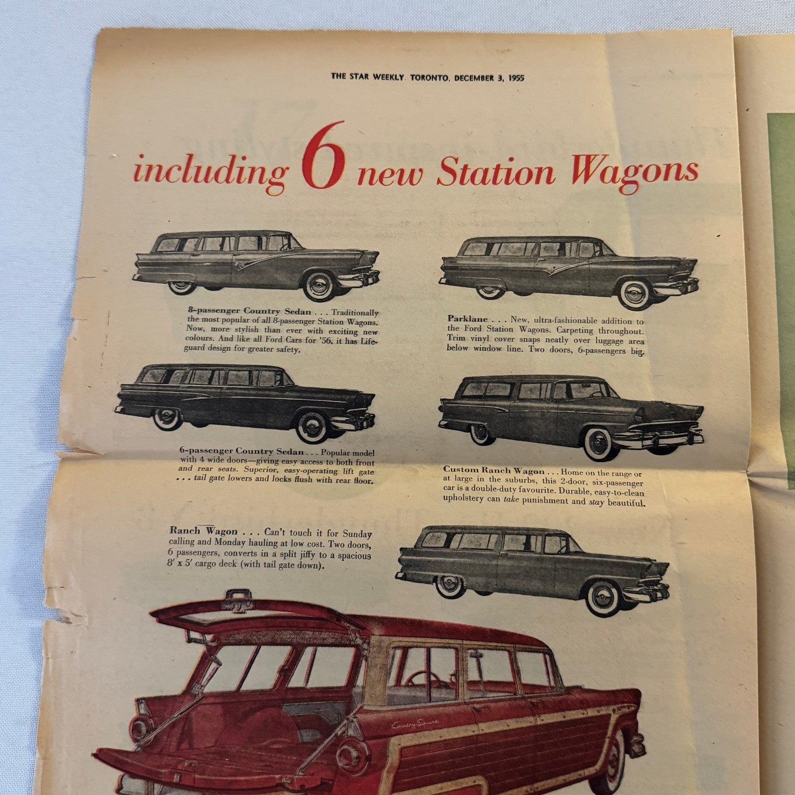 1956 Ford Car Sales Brochure Newspaper Crown Victoria Thunderbird Tudor Wagon +