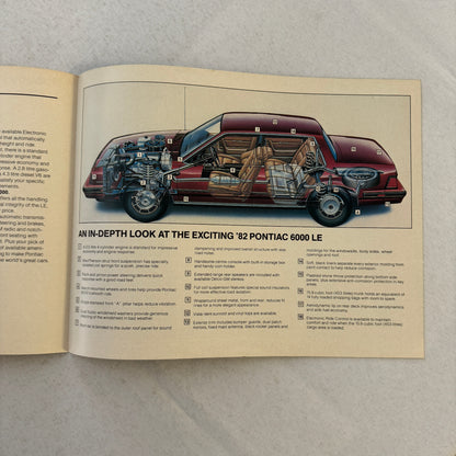 1982 Pontiac 6000 Car Sales Brochure Catalog Advertising 6000 LE
