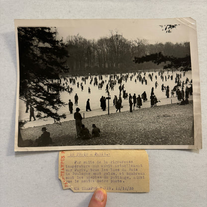 Paris Ice Skating Bais de Boulogne Press Photo Photograph Agence Trampus 1934