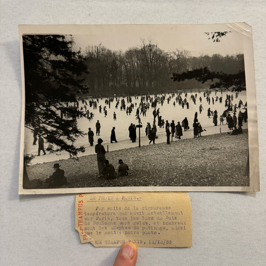 Paris Ice Skating Bais de Boulogne Press Photo Photograph Agence Trampus 1934