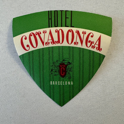 Vintage Travel Luggage Label Covadonga Barcelona Spain Spanish Espana