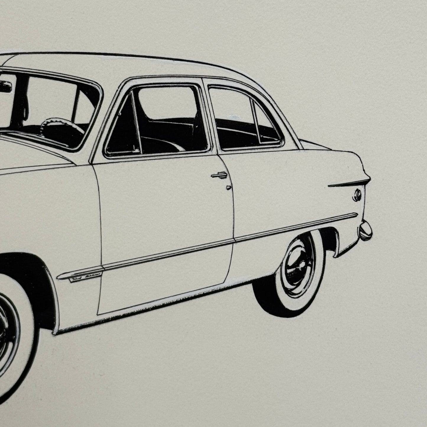 1949 Ford Custom Tudor Car Illustration Art Drawing Hand Drawn Robert Preis
