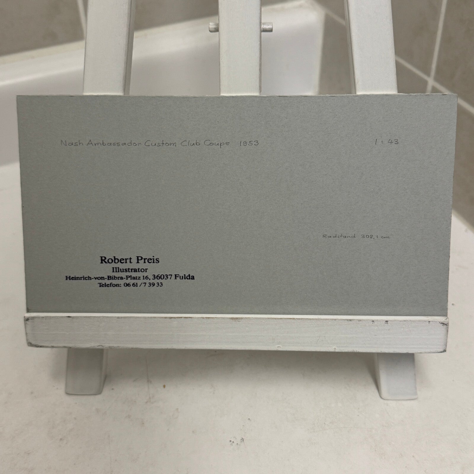 1953 Nash Ambassador Club Coupe Car Illustration Art Drawing Vintage Miniature