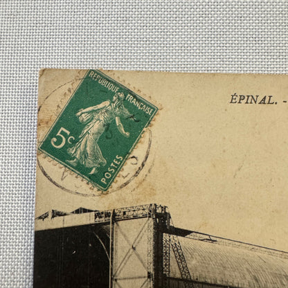 Vintage Zeppelin Airship Dirigible Postcard Post Card French Louvroie Hangar