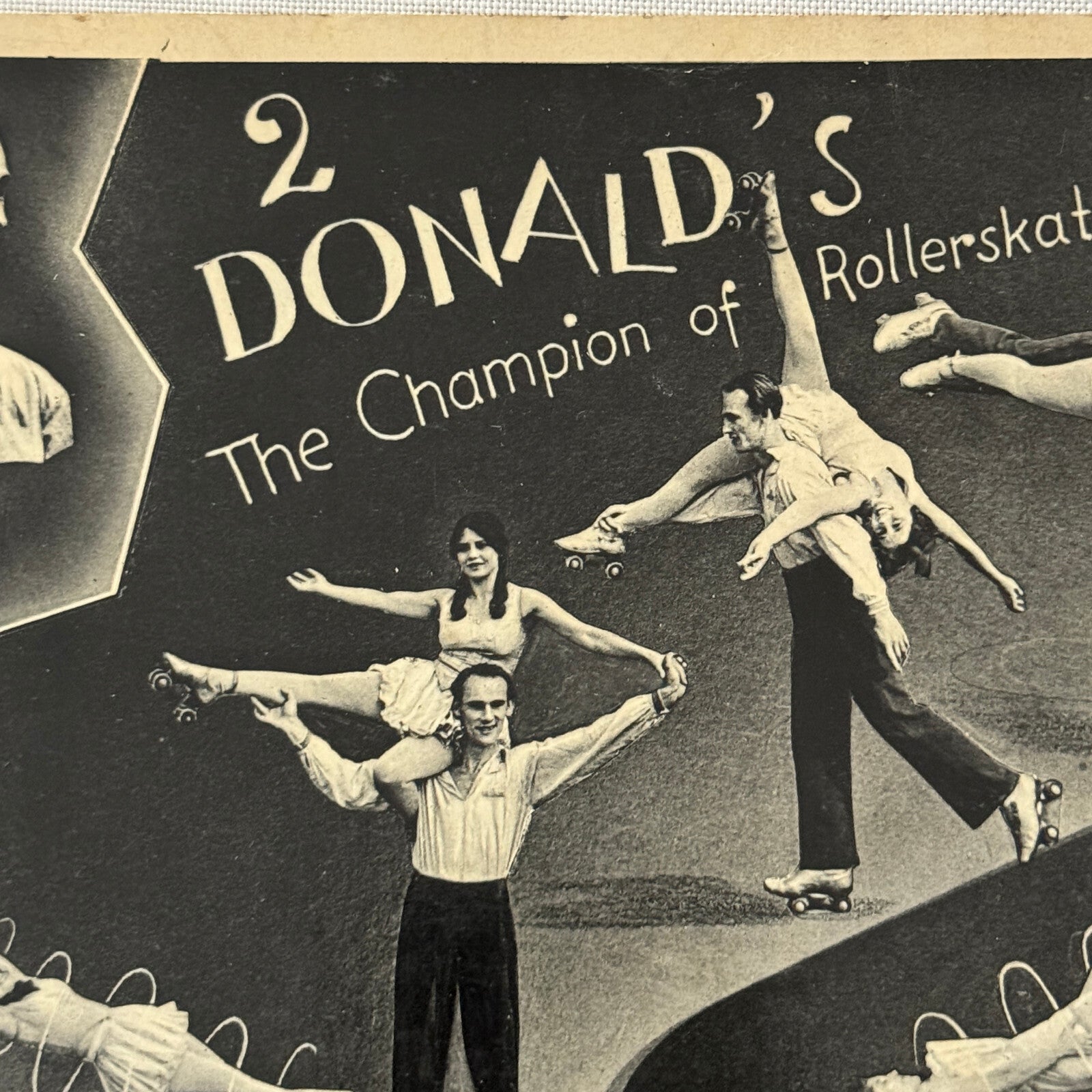 Vintage Circus Rollerskating Roller Skate Act Postcard Post Card 2 Donalds