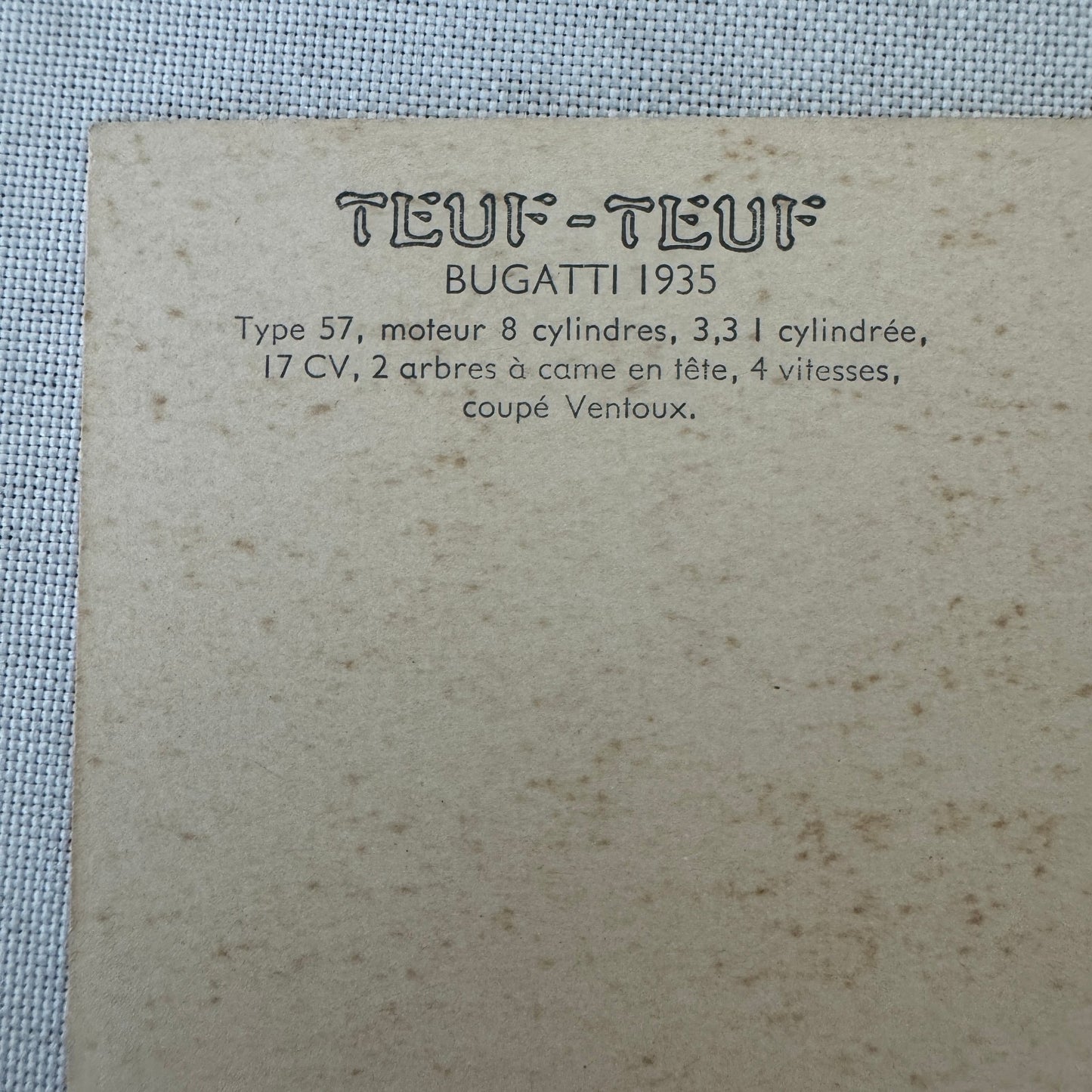 1935 Bugatti Coupe Ventoux Car Automobile Vintage Postcard Post Card