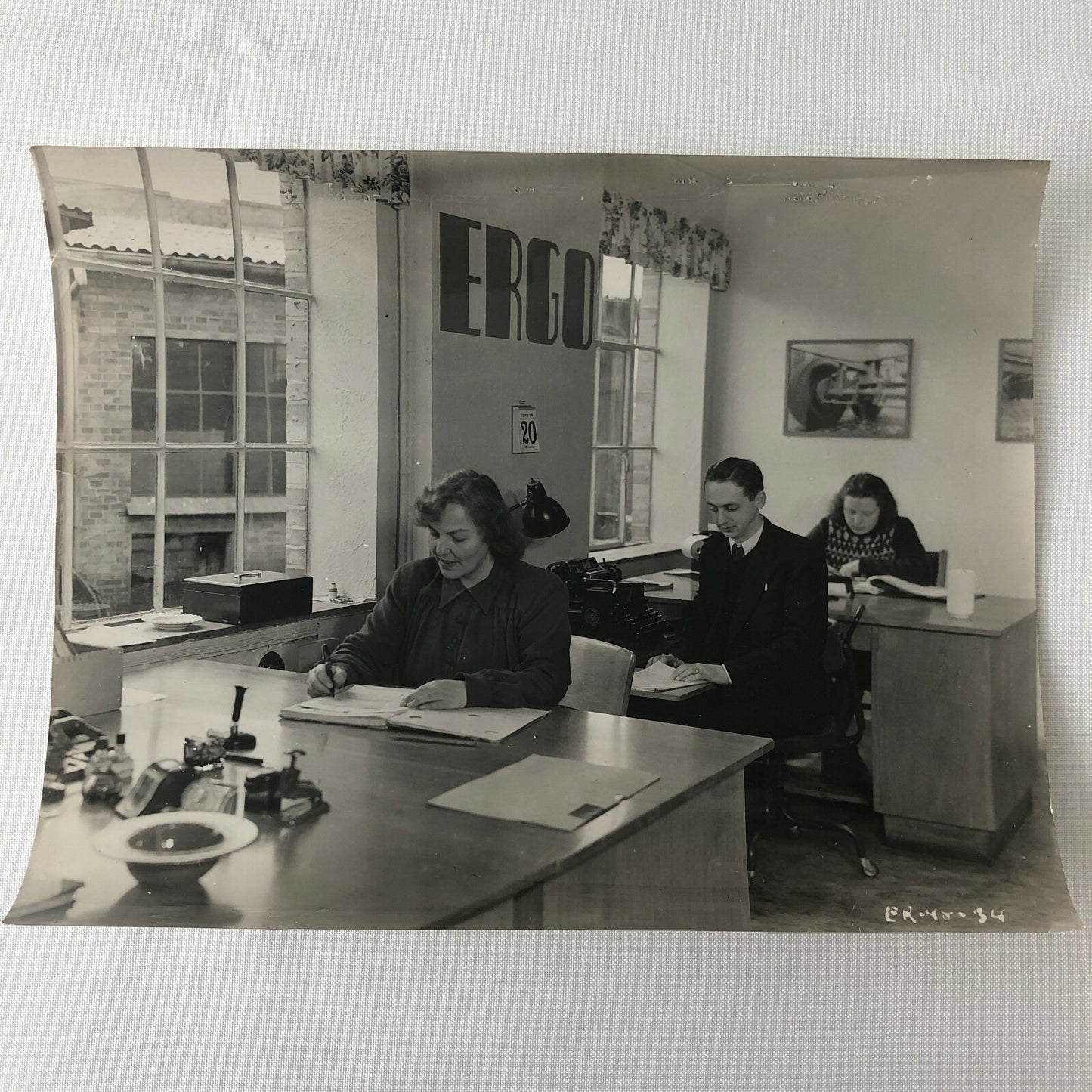 Antique Vintage Photograph Factory Office Workers - Denmark Ergo Trailer