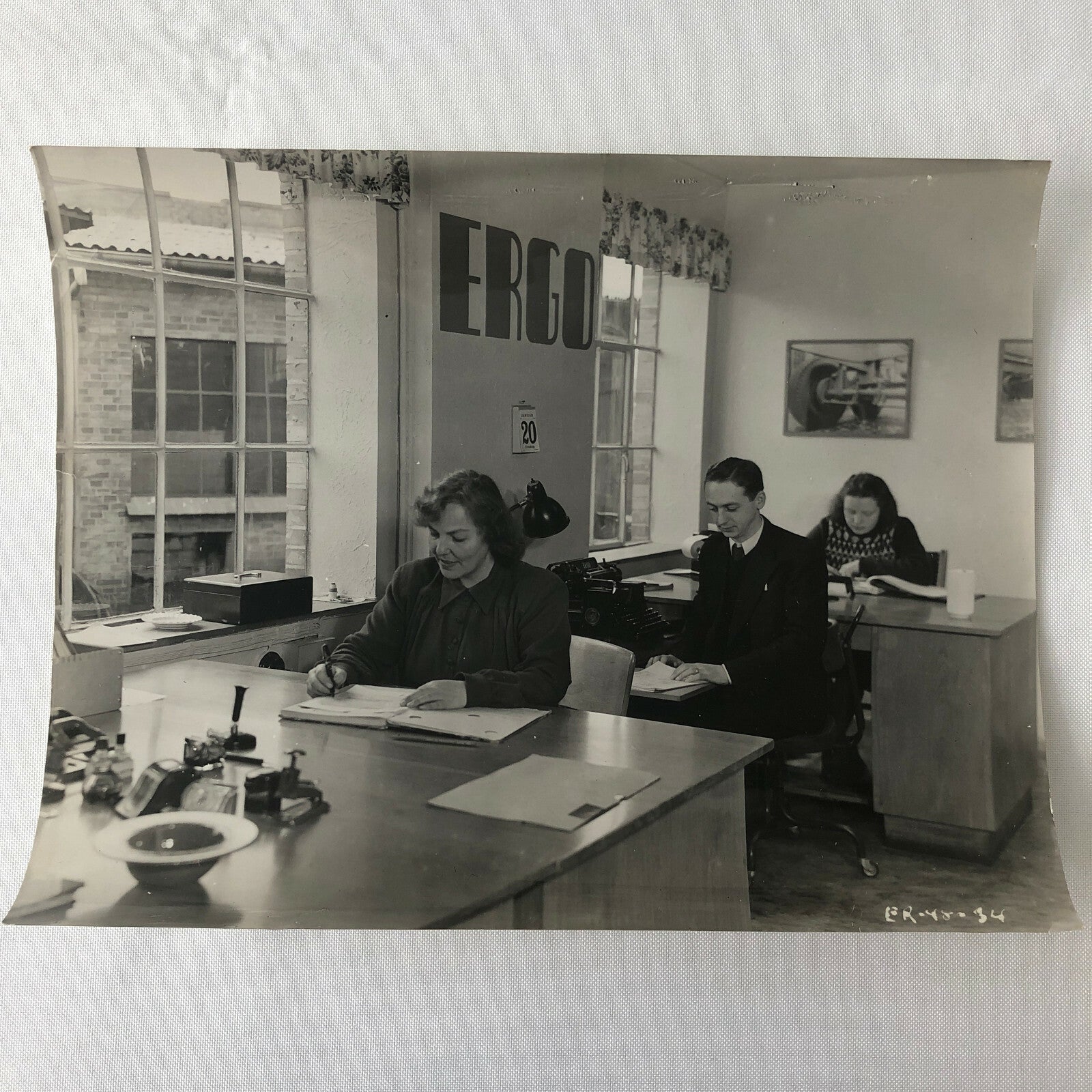 Antique Vintage Photograph Factory Office Workers - Denmark Ergo Trailer