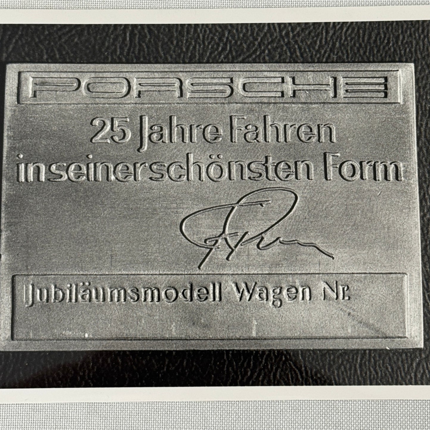 Porsche 25 Anniversary Plaque Badge Photo Photograph Print Factory Werkfoto