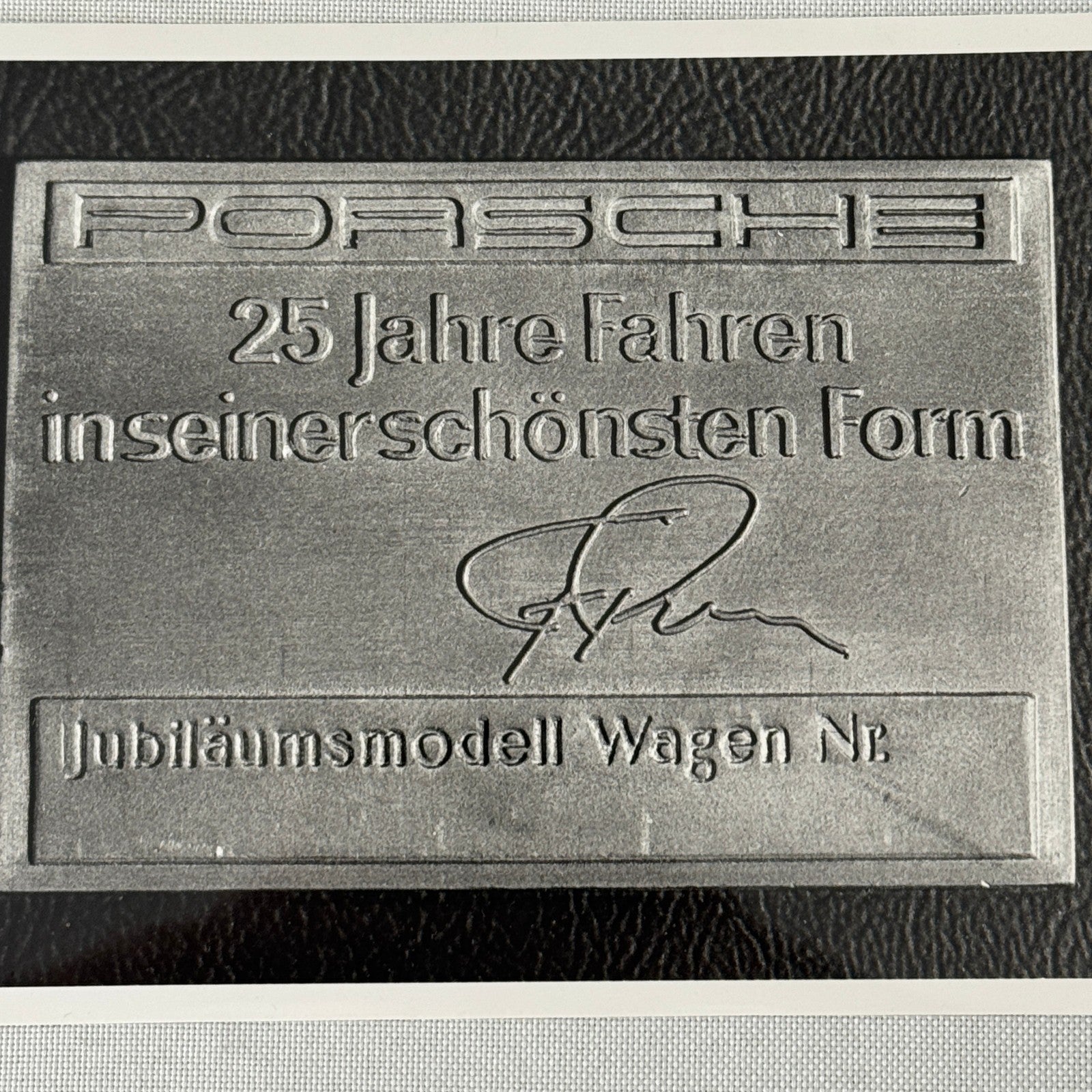 Porsche 25 Anniversary Plaque Badge Photo Photograph Print Factory Werkfoto