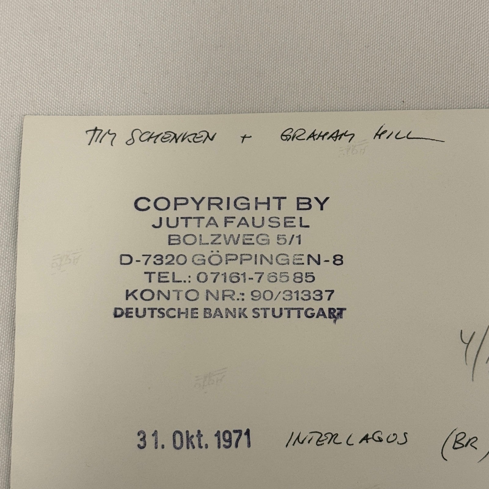 Vintage Racing Photo 1971 Interlagos Brazil F2 Race Graham Hill Tim Schenken