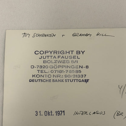 Vintage Racing Photo 1971 Interlagos Brazil F2 Race Graham Hill Tim Schenken