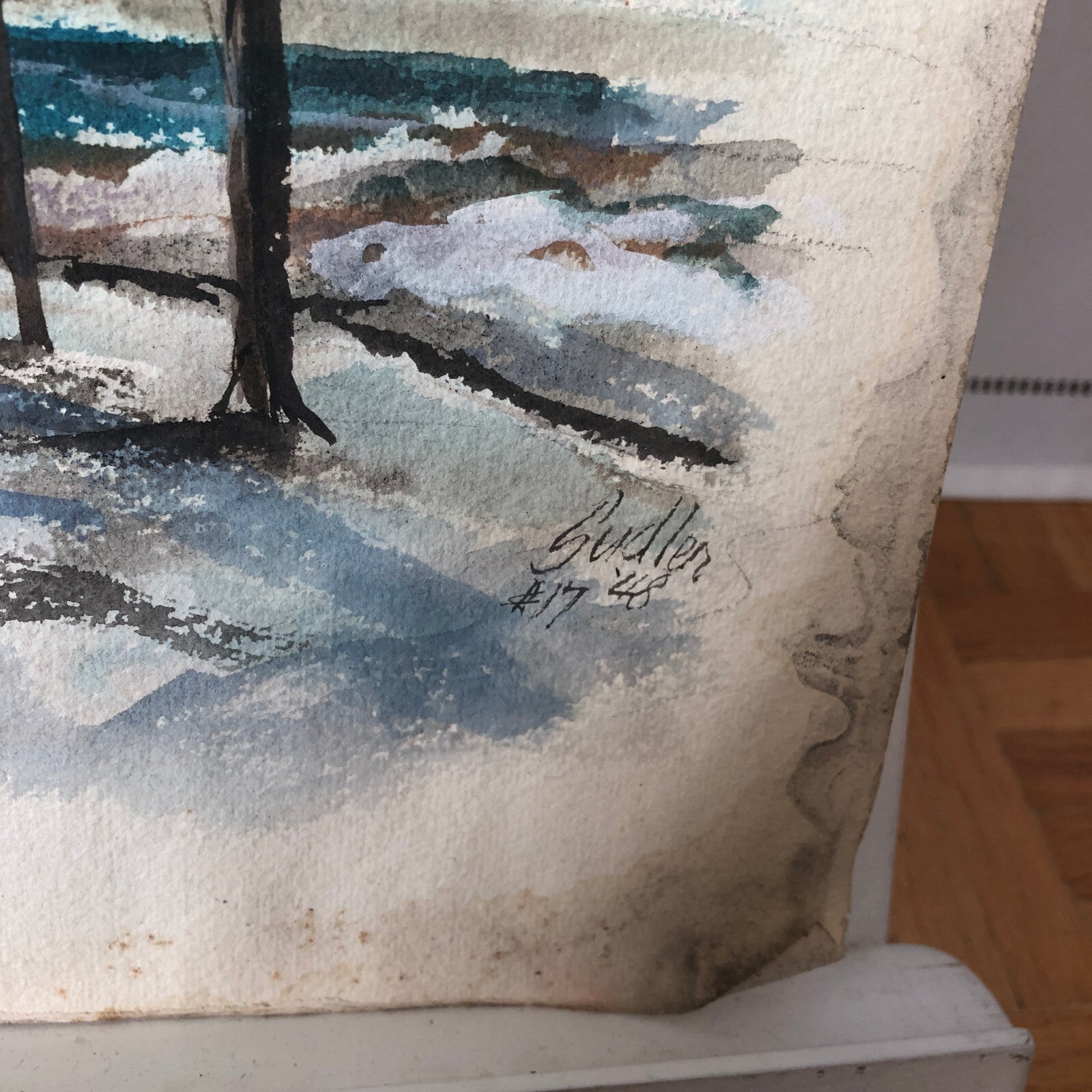 Vintage Painting Art Artwork Artist Arthur E Sudler 1948 Signed Trees