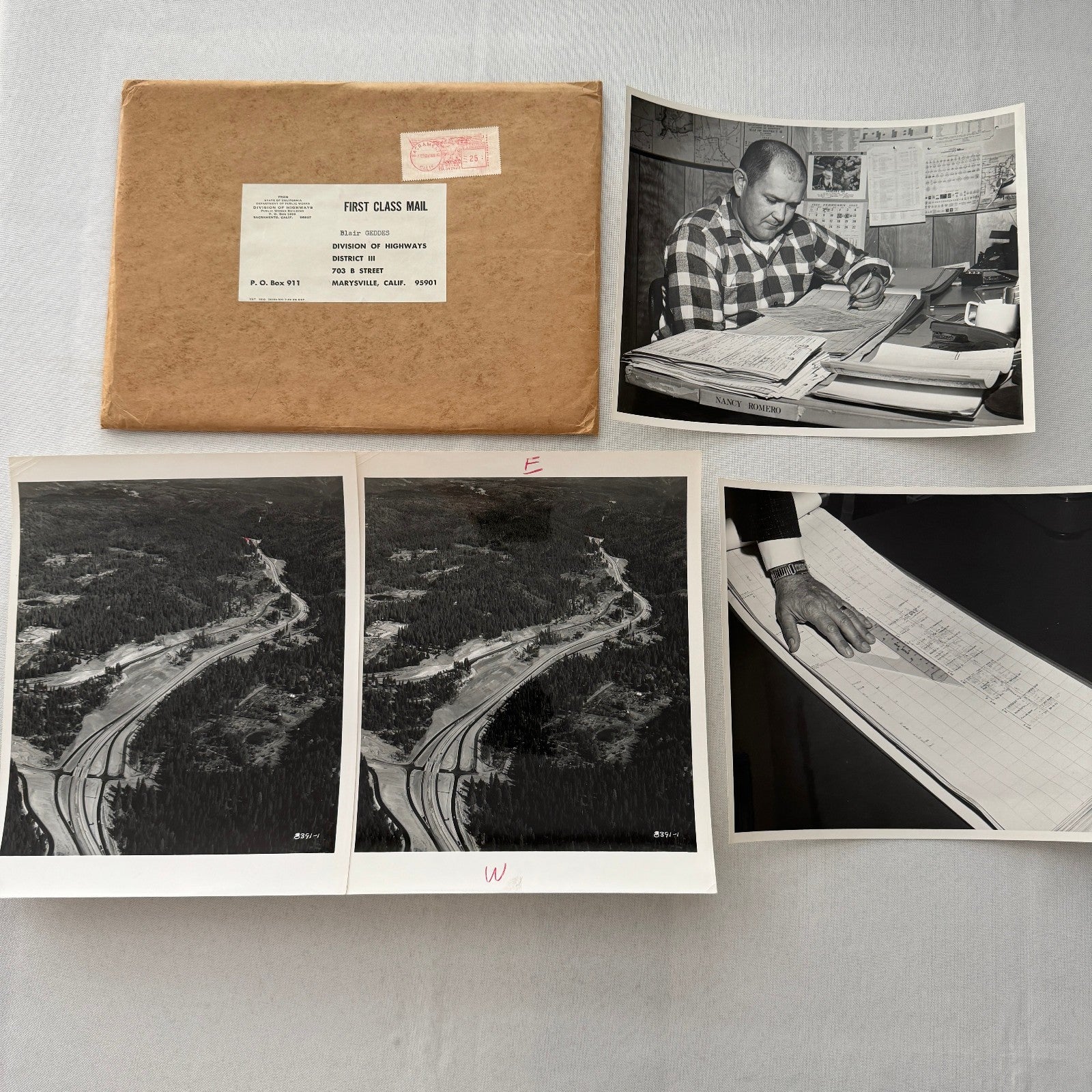 California Department of Highways Photograph Photo Civil Engineering Envelope