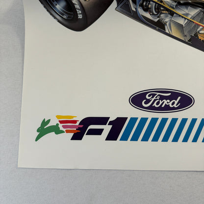 1987 Benetton Ford B187 F1 Formula One Racing Car Cutaway Illustration Poster