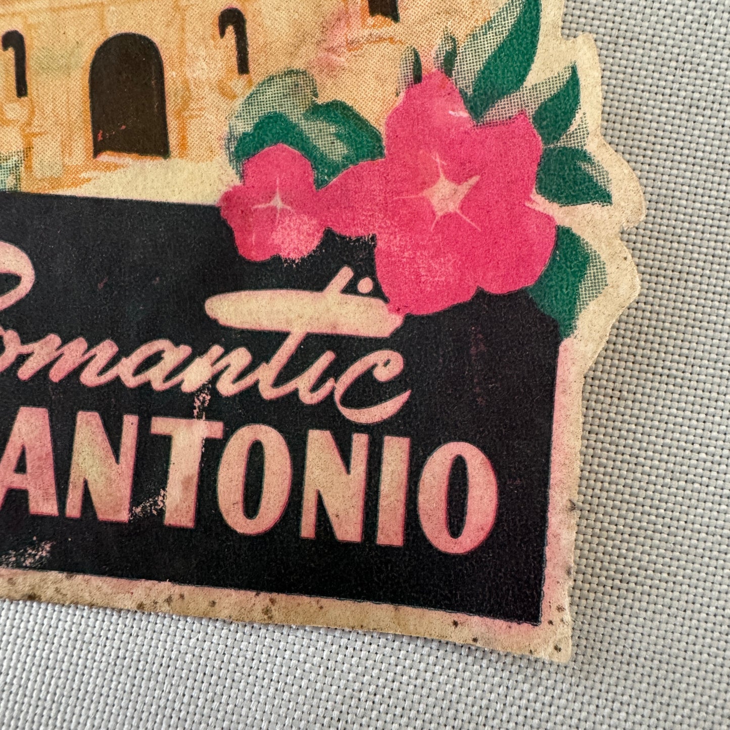 Romantic San Antonio Texas Travel Luggage Label Vintage