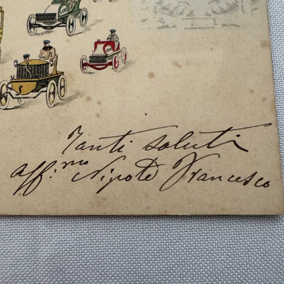 Vintage Car Automobile Postcard Post Card Italy Italian Posted with Stamp
