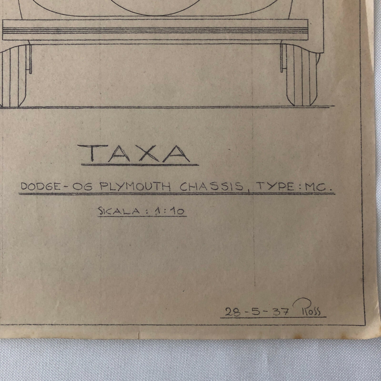 1937 Coachbuilder Car Design Blueprint Rendering Blue Print Dodge / Plymouth