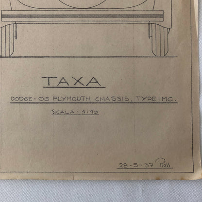 1937 Coachbuilder Car Design Blueprint Rendering Blue Print Dodge / Plymouth