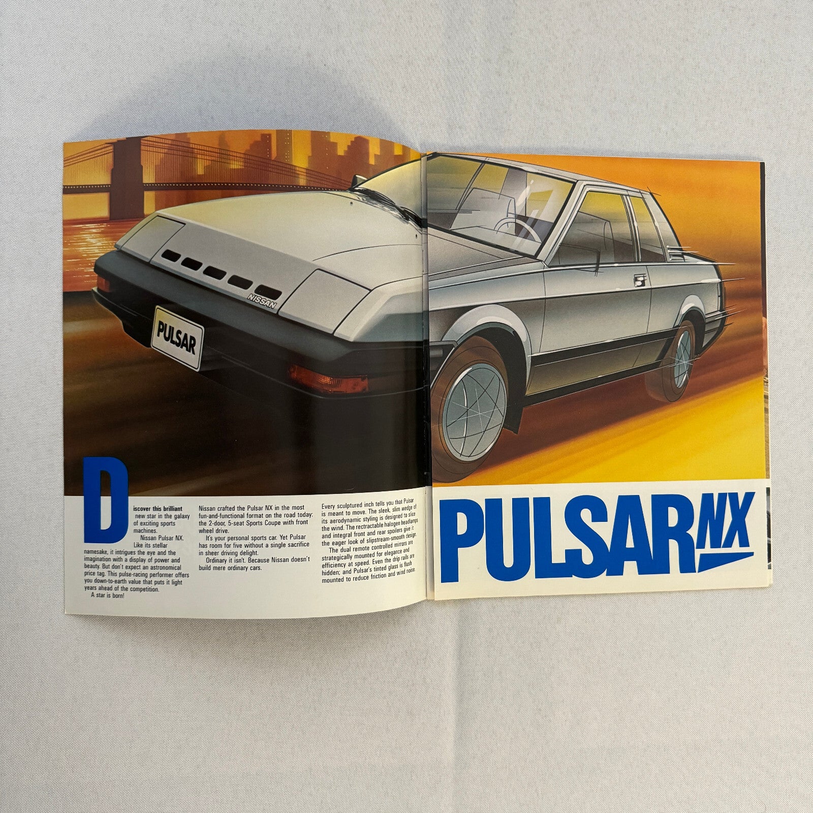Nissan Pulsar NX Car Sales Brochure Catalog Advertising Vintage