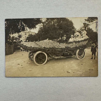 Vintage Postcard Real Photo Postcard RPPC Post Card Early Automobile Parade Car