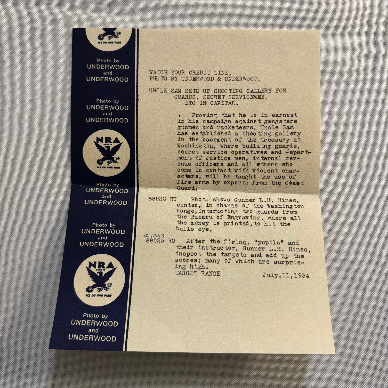 Press Photograph Photo Washington Shooting Gallery Secret Service Guards Lot 2x