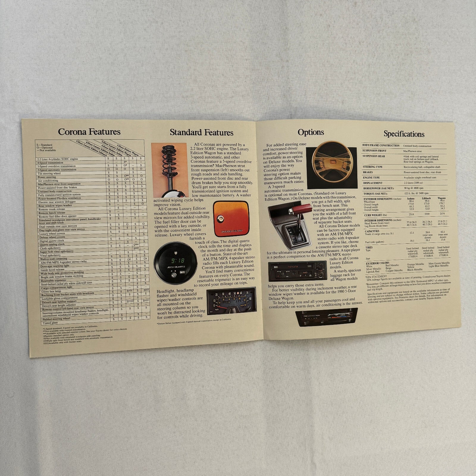 1980 Toyota Corona Car Sales Brochure Catalog Custom Sedan Deluxe Wagon Luxury