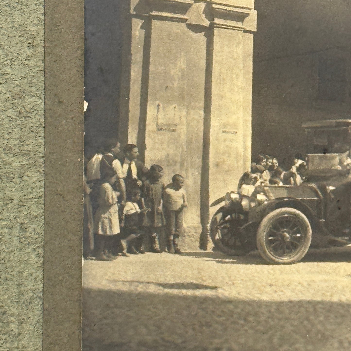 Vintage Photograph Photo People with Early Automobile Car