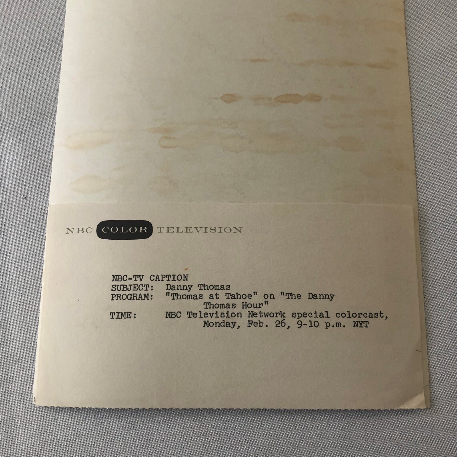 Danny Thomas Singer NBC Televsion Special Press Photo Photograph Print