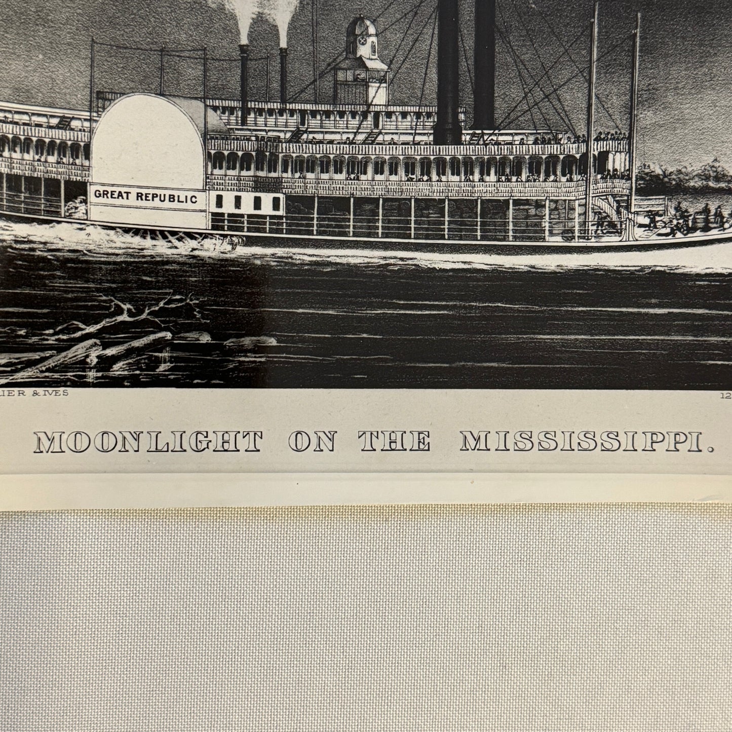 Vintage Photo Photograph Steamboat Boat Ship Mississippi Currier & Ives