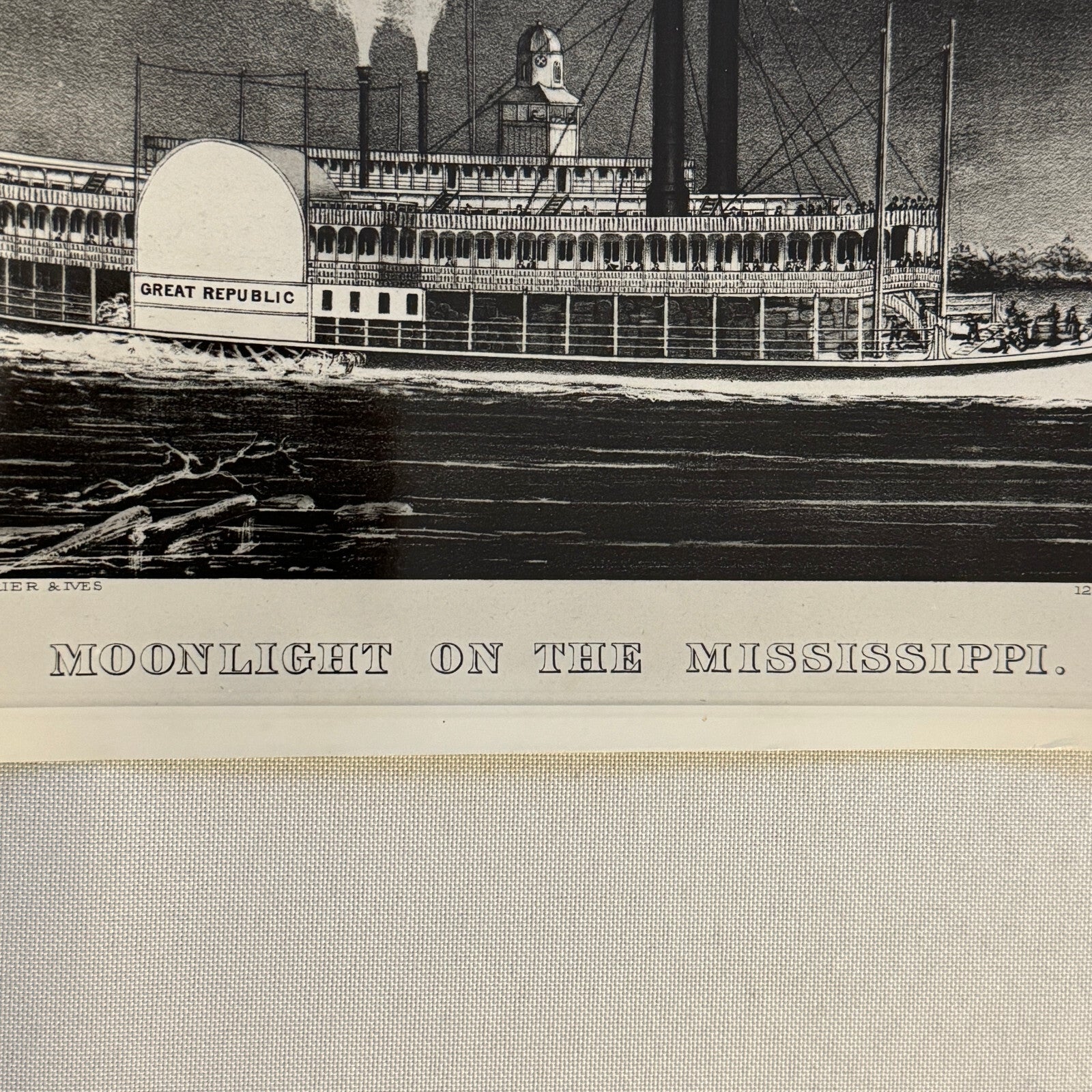 Vintage Photo Photograph Steamboat Boat Ship Mississippi Currier & Ives