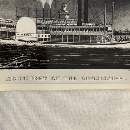 Vintage Photo Photograph Steamboat Boat Ship Mississippi Currier & Ives