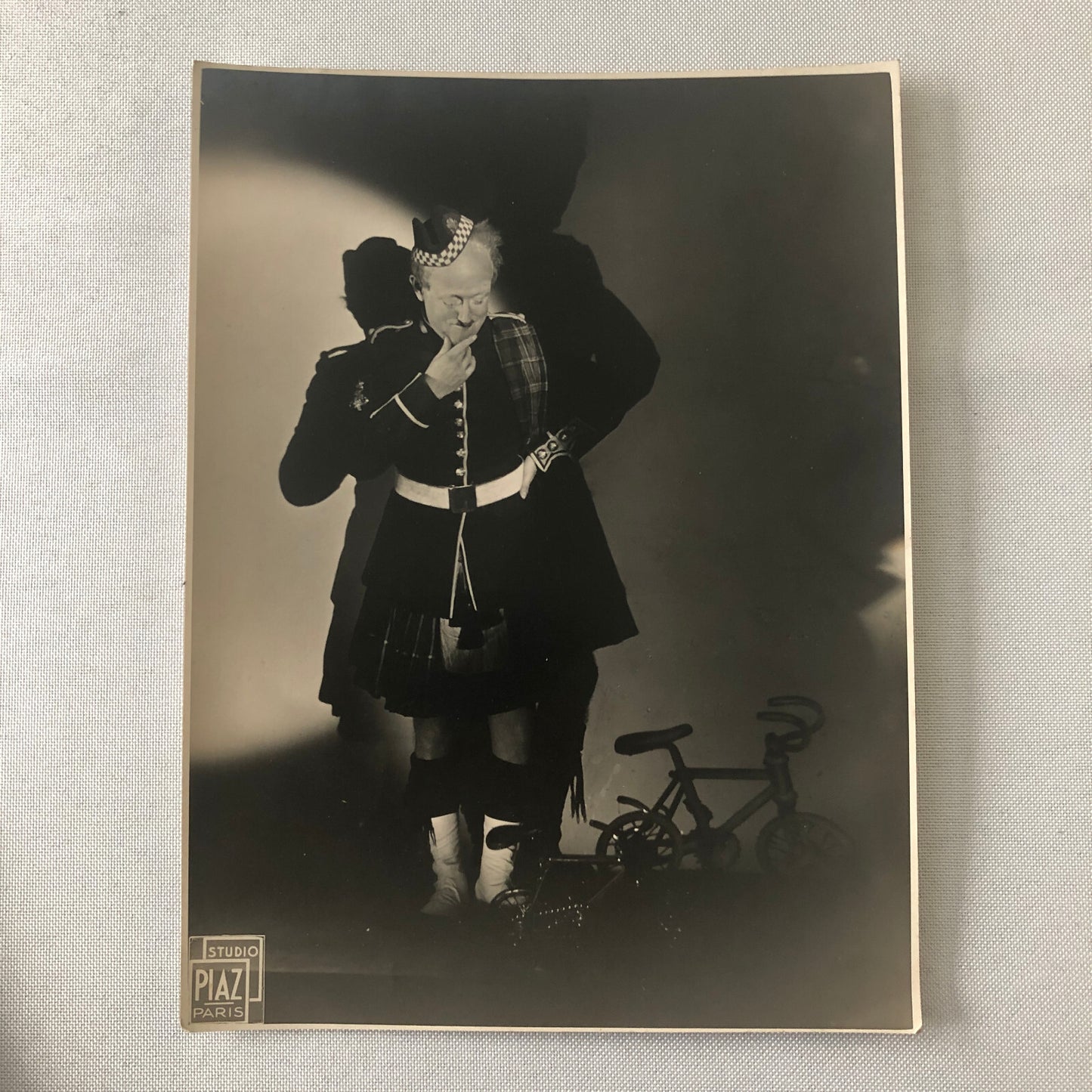 Circus Performer with Miniature Mini Bicycle Bike Photo Paris Vintage Scottish