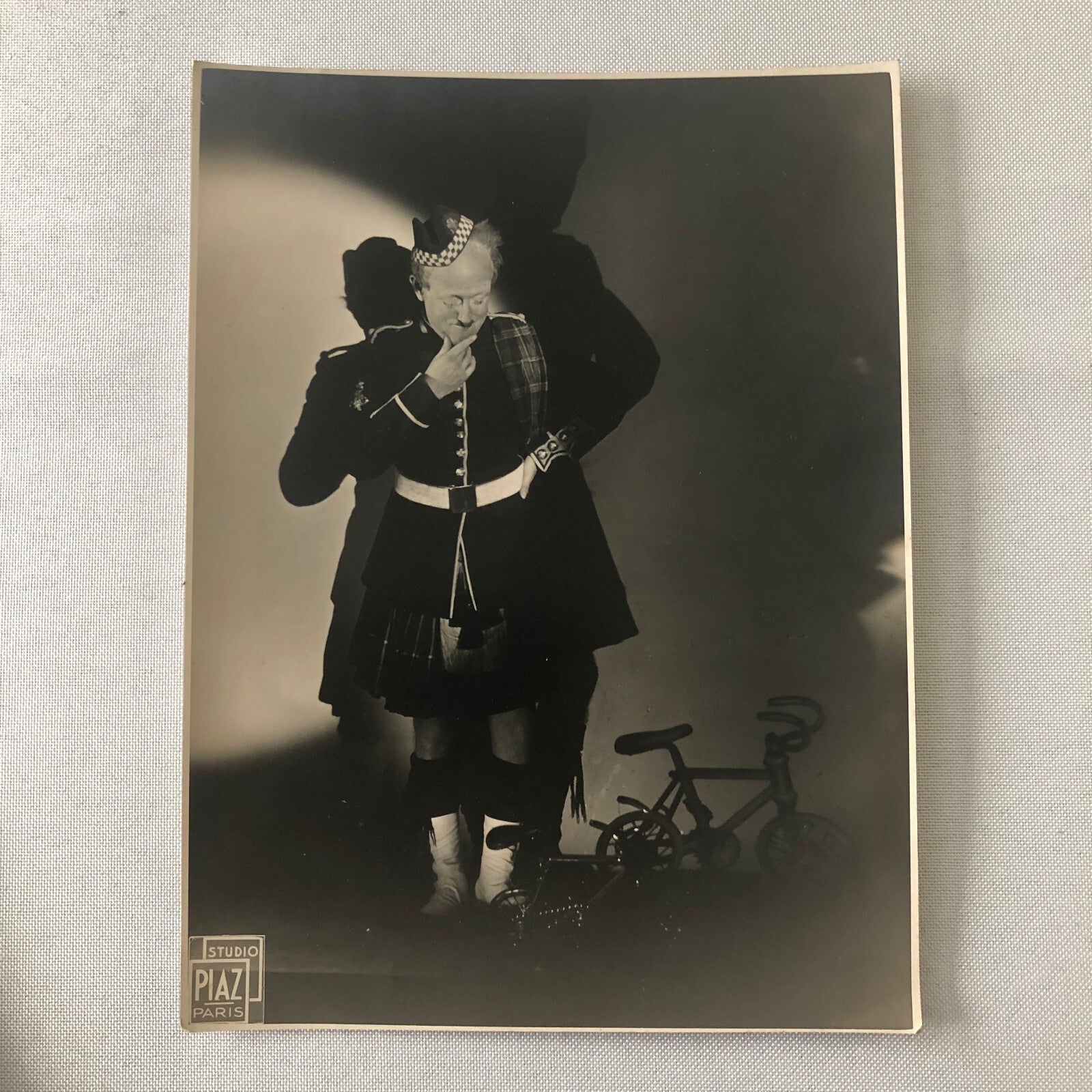 Circus Performer with Miniature Mini Bicycle Bike Photo Paris Vintage Scottish