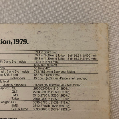 1979 Saab 900 Series Sales Brochure Catalog 900 EMS 900 Turbo 900 GLE