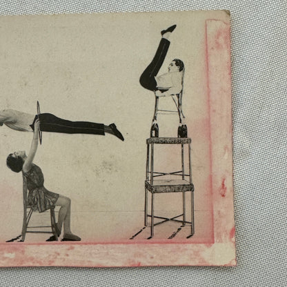 Vintage CIrcus Balancing Act Advertising Card Lot of 2 Christian & Fleurette