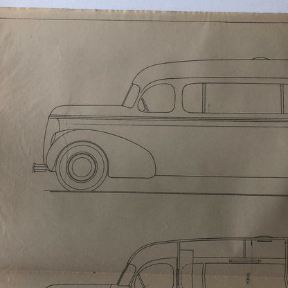 1937 Coachbuilder Bus Design Blueprint Rendering Blue Print Coach Bus Truck
