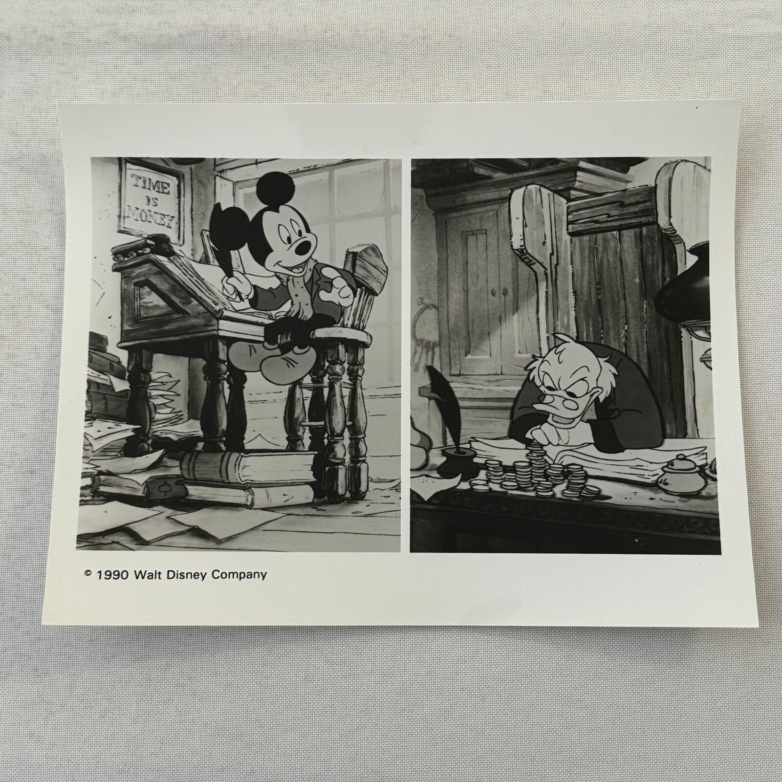 Walt Disney Vintage Press Photo Photograph Mickey Mouse and Scrooge McDuck Duck