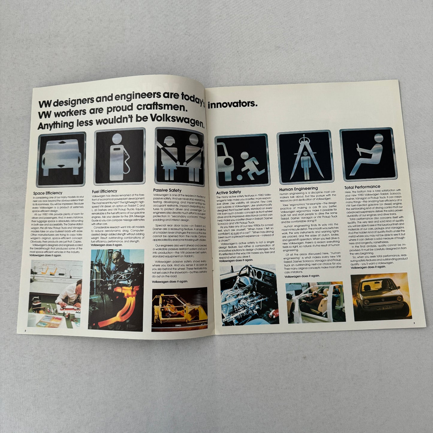 1980 Volkswagen VW Car Sales Brochure Catalog Rabbit Vanagon Camper Pickup +