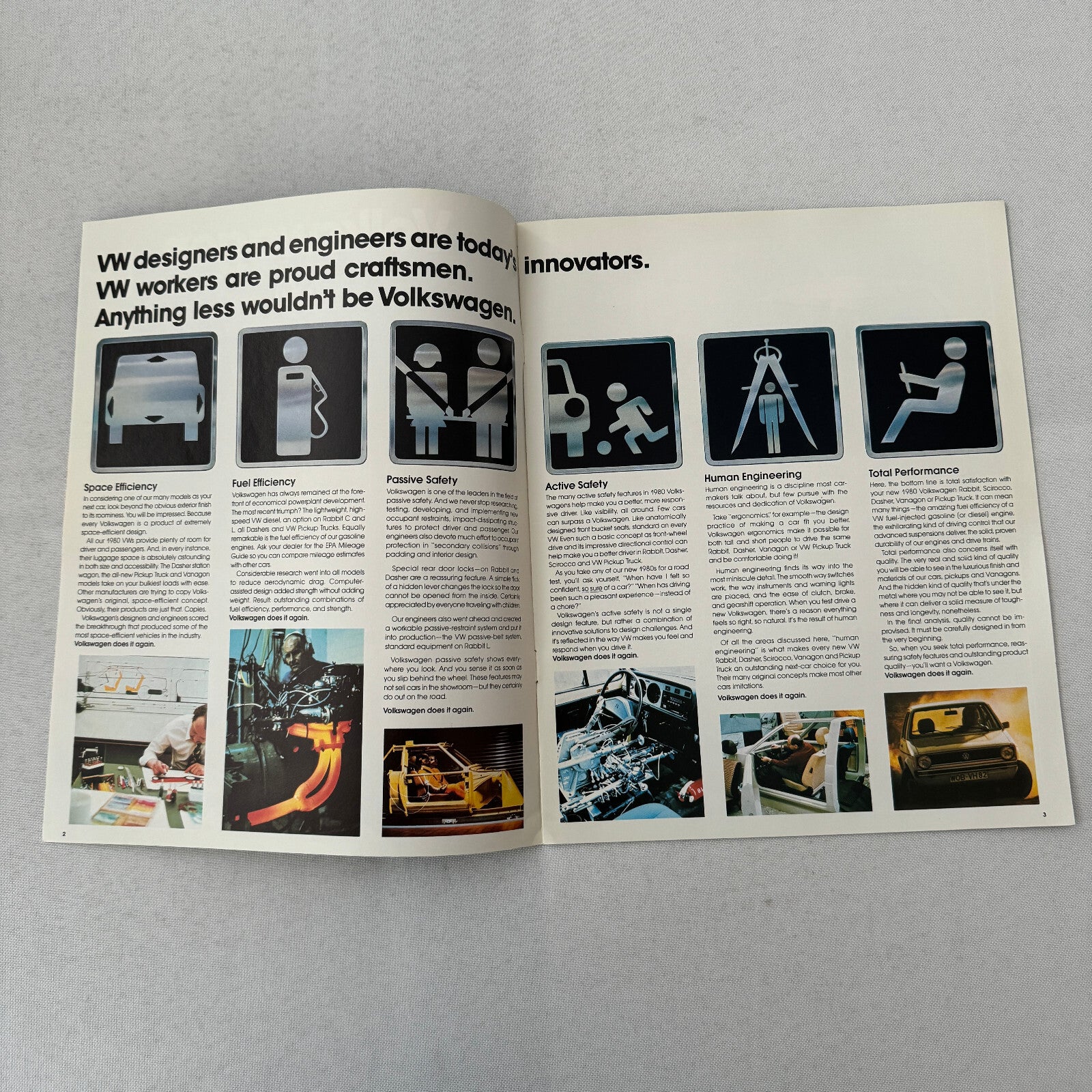 1980 Volkswagen VW Car Sales Brochure Catalog Rabbit Vanagon Camper Pickup +