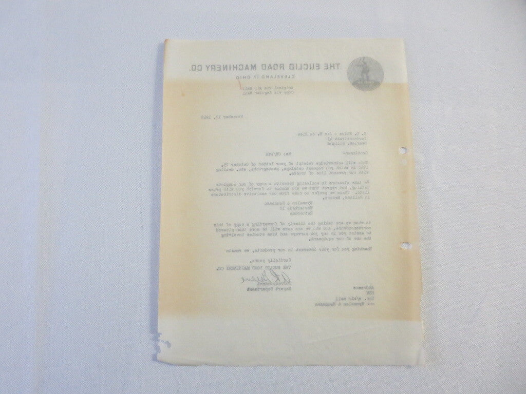 1948 Euclid Road Machinery Company Letter Letterhead Truck + 