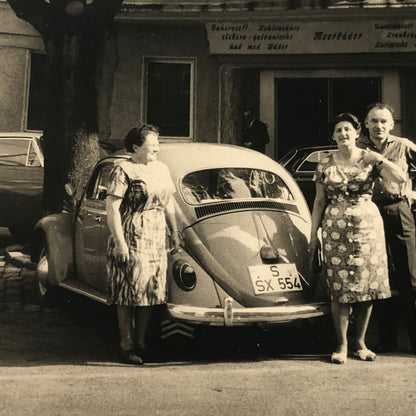 Vintage Photo Photograph Snapshot People with VW Volkswagen Beetle Bug Cars
