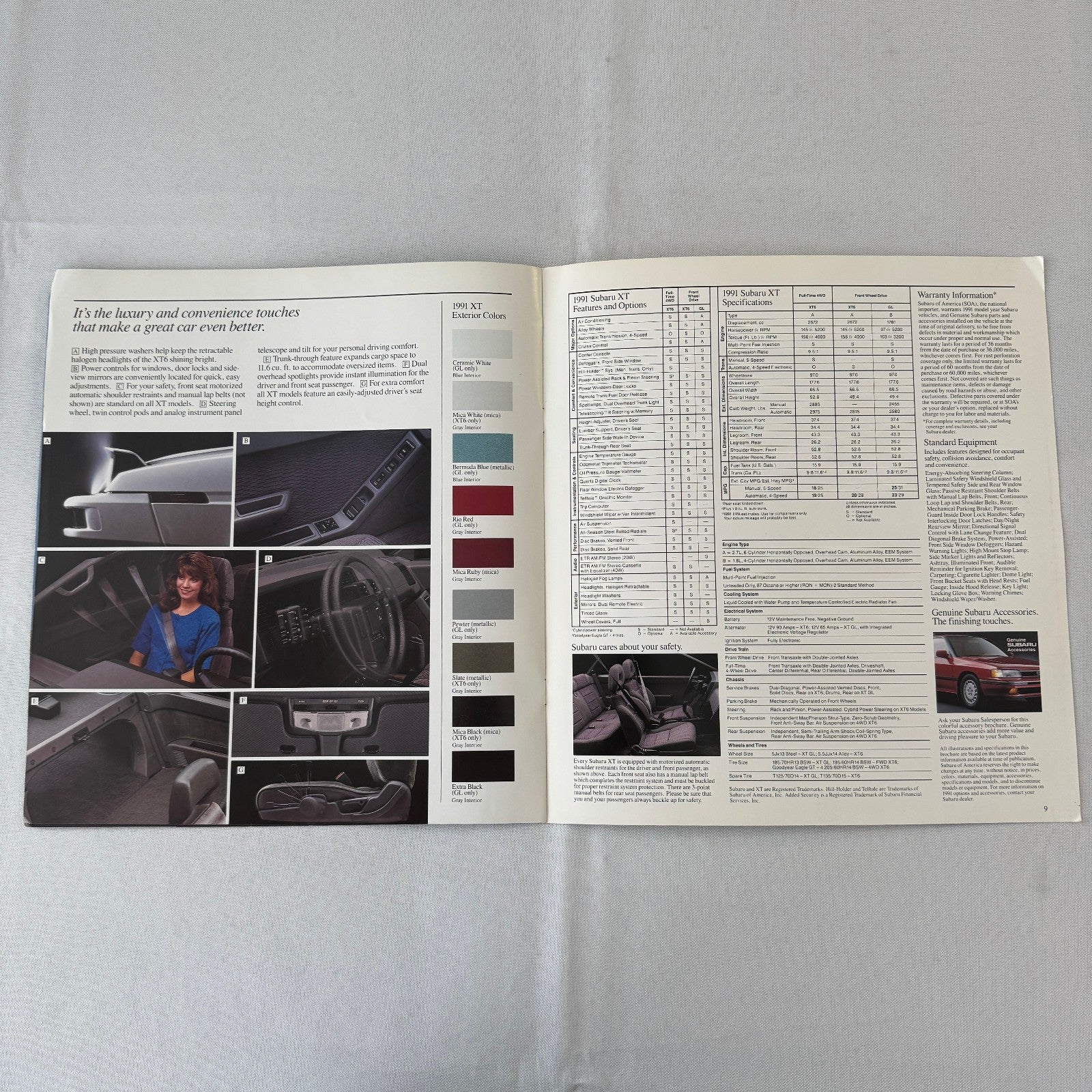 1991 Subaru XT Series Car Sales Brochure Catalog Vintage Advertising Coupe