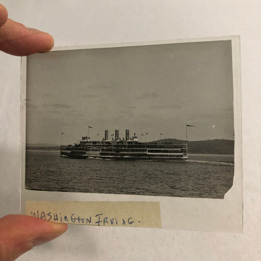 Antique Glass Plate Lantern Slide Photo Boat Ship Washington Irving Steamer